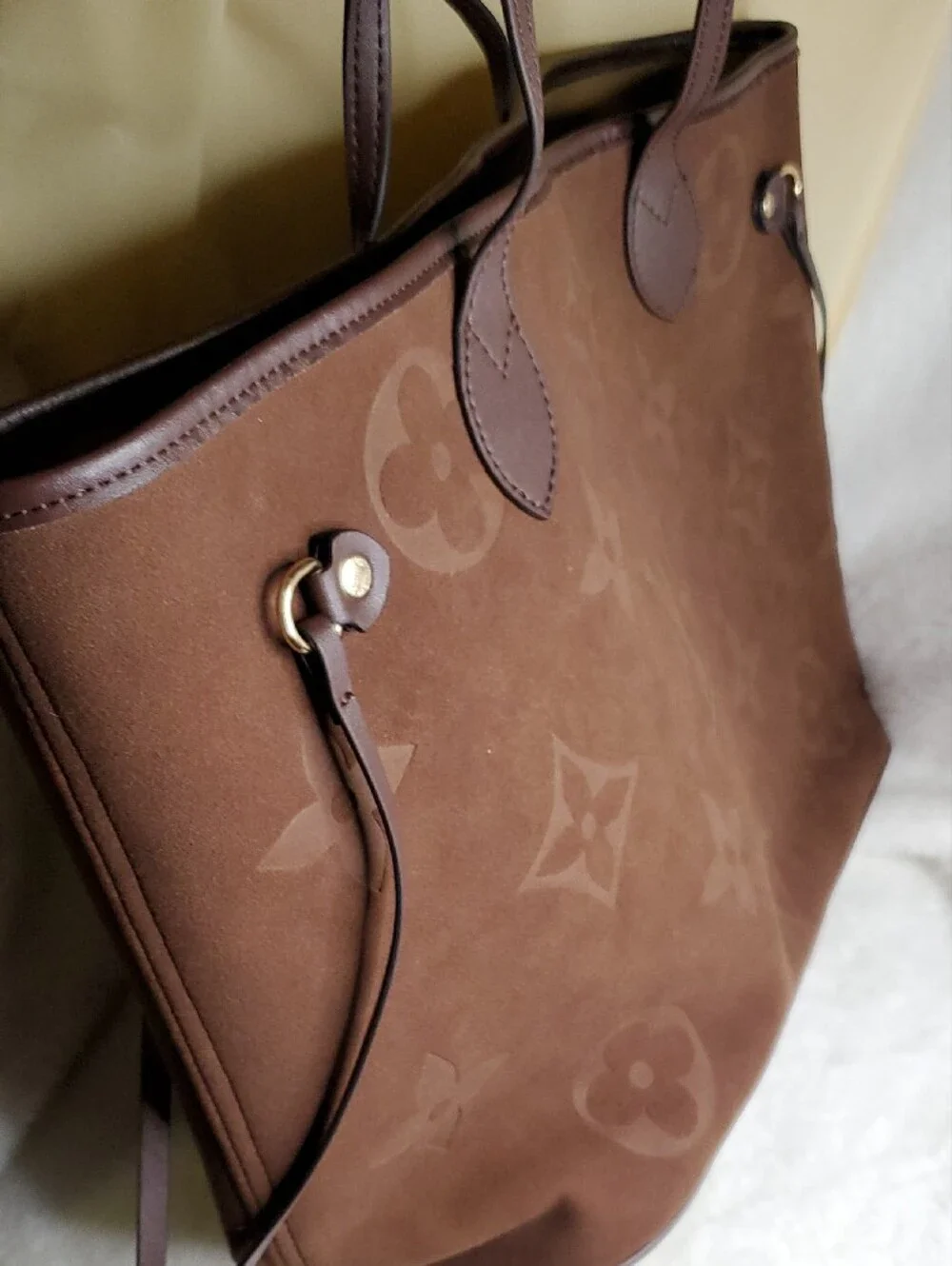 LV Brown Monogram Suede Tote